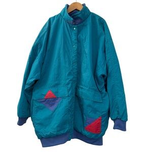 Vintage Reversible Colorblock Coat, One Size, 80s 90s Style Jacket Blue Pink